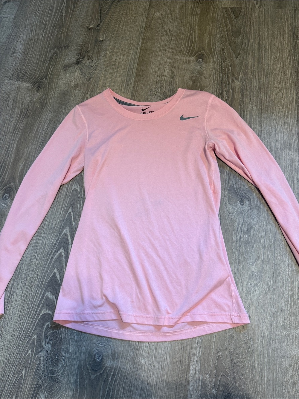 Nike Light Pink Long Sleeve Dri-FIT Crew Top